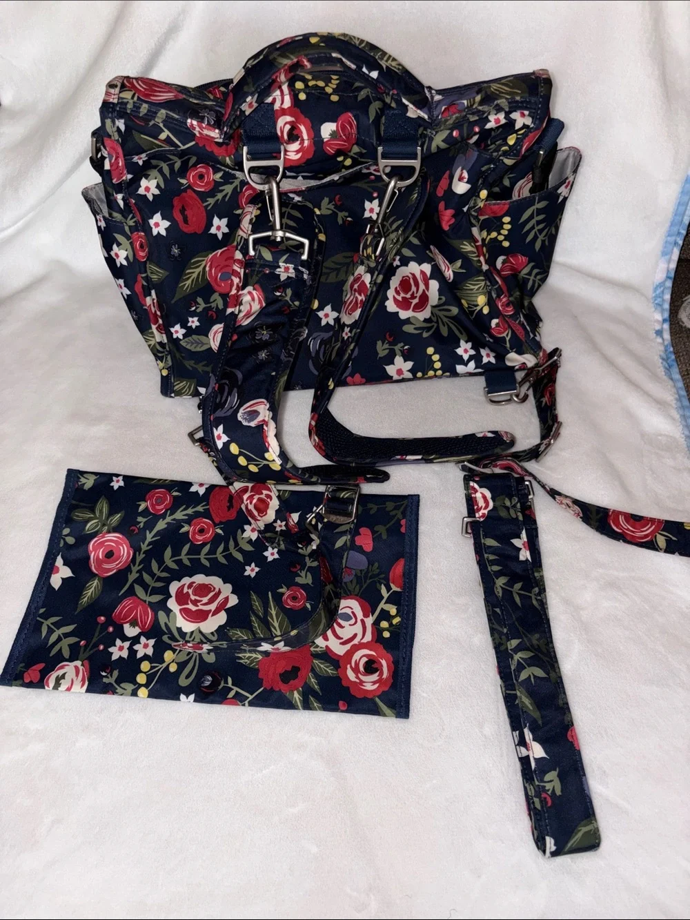 Ju-Ju-Be Classic Convertible Diaper Bag - Midnight Posy EUC